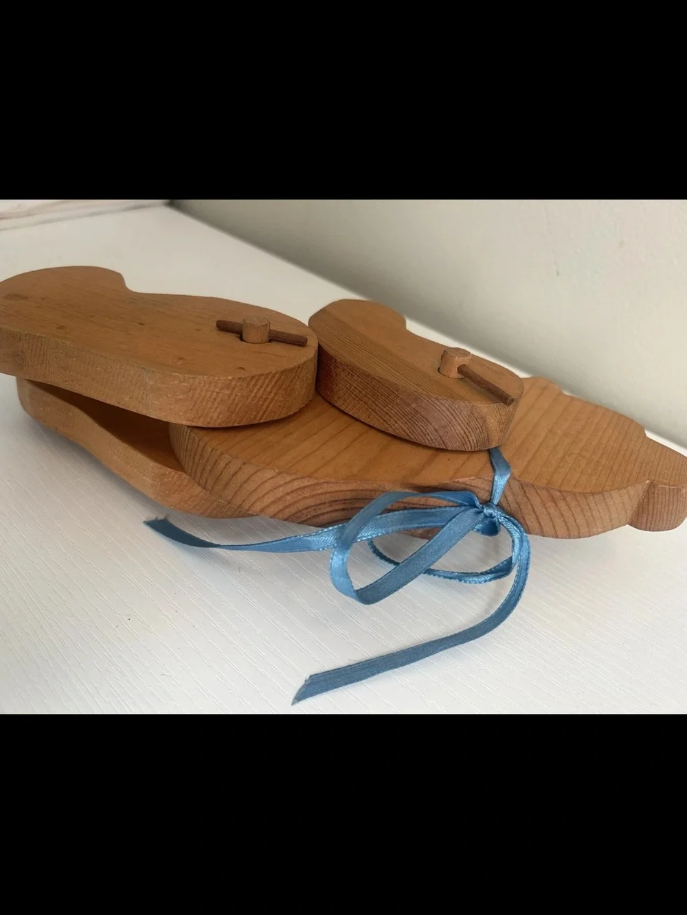 Wooden Bear Folk Art Sitting Wood Figure w Articulating Moving Arms Legs
